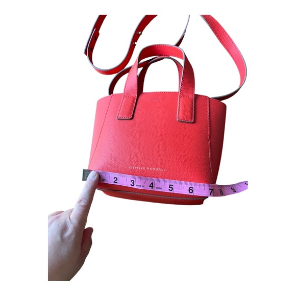 Loeffler Randall Ribbon Mini Leather Shopper Persimmon Red Convertible Crossbody - Picture 13 of 16